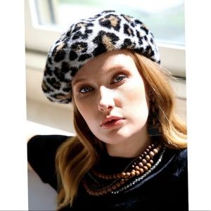 New! Buttery Soft Faux Fur Leopard Print Paris French Beret Hat